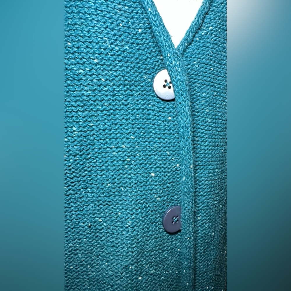 Cabela’s cotton blend plus size cardigan blue green aqua heavy knit fall winter - Picture 7 of 13